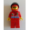 fig-001023 – Racer, Red Jacket with Octan Logo and 'RACING', Red Legs, Red Helmet with Black Visor, Sunglasses