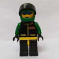 fig-001043 – Racer, Extreme Team, Black Jacket, Black Legs, Green Helmet with Visor, Blue Sunglasses