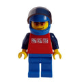 fig-001045 – Man, Red Top with Dark Blue Arms, Blue Legs, Blue Helmet with Visor, Orange Sunglasses