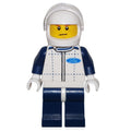 fig-001065 – Race Driver, White Torso, Dark Blue Legs, White Helmet, Ford