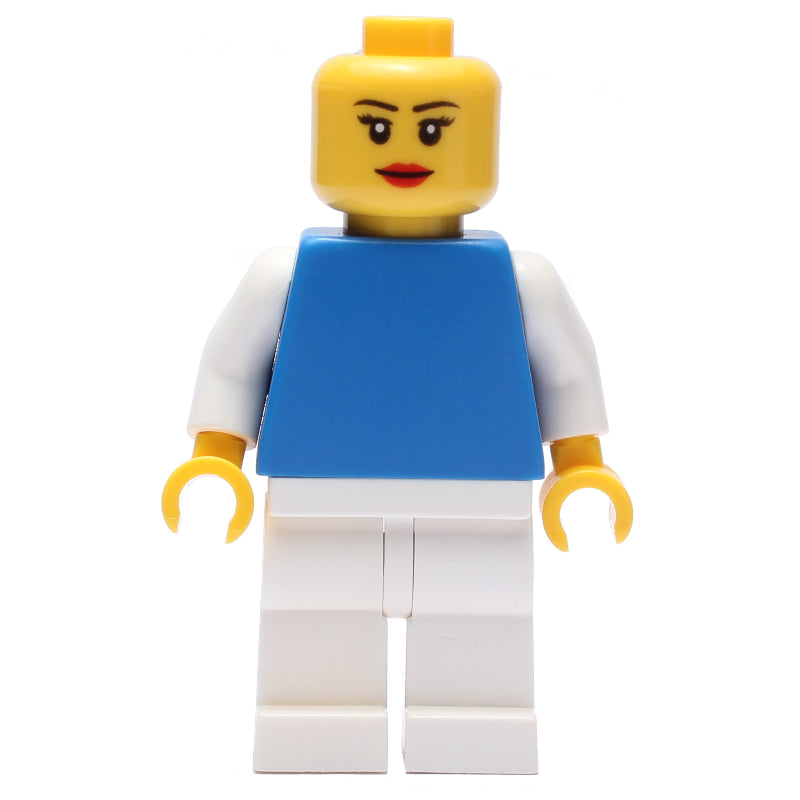 fig-001087 – Woman, Blue Torso with White Arms, White Legs, Red Lips