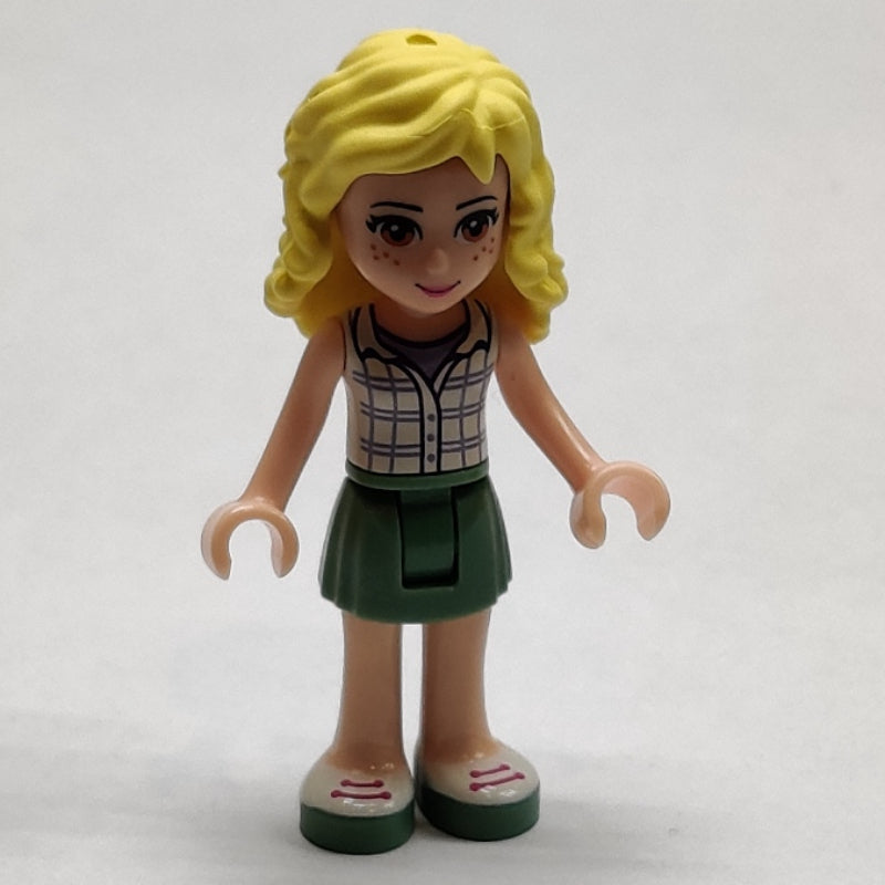 fig-001110 – Naya - White Plaid Top, Sand Green Skirt