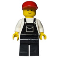 fig-001125 – Man, Black Overalls, Red Cap (3626a Head)