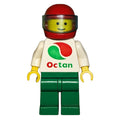 fig-001131 – Pilot, White Shirt with Large Octan Logo, Green Legs, Red Helmet with Visor