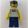 fig-001151 – Basketball Player, Light Gray Torso and Dark Blue Legs, Black Flat Top Hair