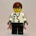 fig-001204 – Doctor, White Shirt with Stethoscope and Side Buttons, Reddish Brown Hair, Glasses