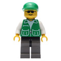 fig-001213 – Construction Worker, Green Jacket with Pockets, Green Cap, Sunglasses