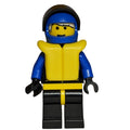 fig-001229 – Racer, Extreme Team, Black Jacket, Blue Helmet with Visor, Yellow Life Vest