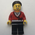 fig-001242 – Woman, Cardigan Tied with Bow and Necklace, Black Legs, Dark Brown Hair