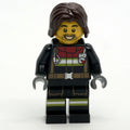 fig-001244 – Firefighter, Black Fire Suit, Dark Brown Hair, Stubble Beard
