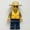 fig-001276 – Forest Police / Ranger, Dark Tan Shirt with Radio and Badge, Dark Blue Legs, Tan Campaign Hat, Yellow Life Vest, Sunglasses