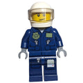 fig-001277 – Policeman, Dark Blue Jacket with Pockets and Badge, White Helmet with Visor