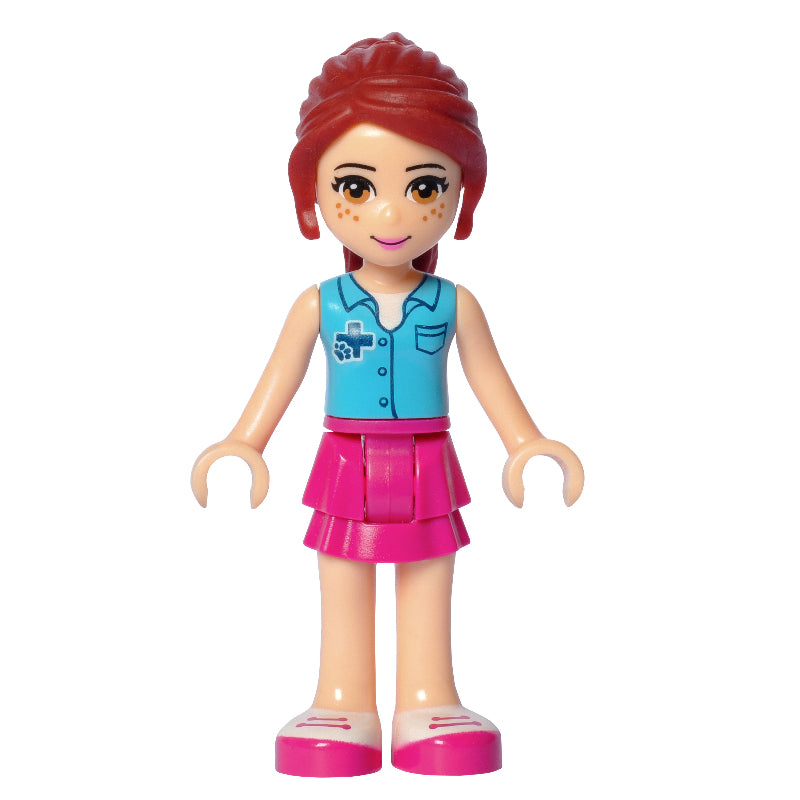 fig-001286 – Mia - Medium Azure Shirt, Magenta Skirt, Veterinarian