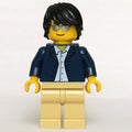 fig-001308 – Man, Open Dark Blue Jacket, Tan Legs, Black Hair, Silver Sunglasses