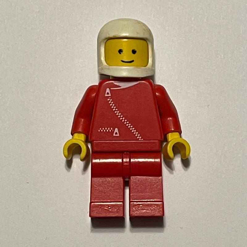 fig-001379 – Man, Red Jacket with Zipper, White Helmet