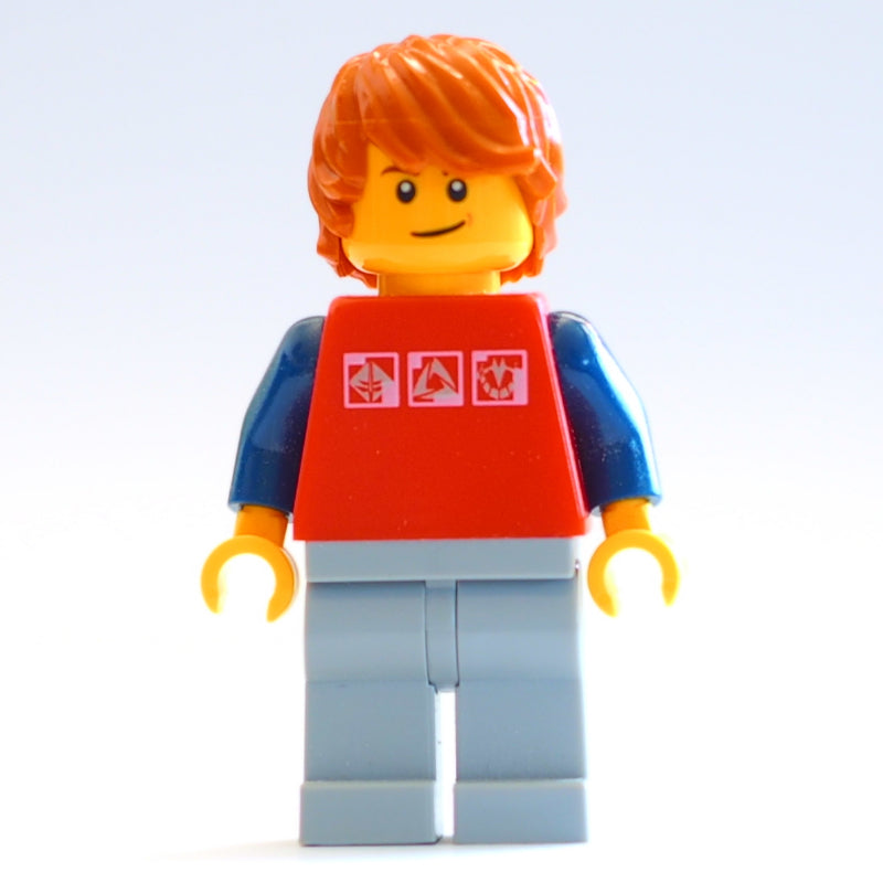 fig-001410 – Red Torso, Light Bluish Grey Legs, Dark Orange Hair