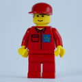 fig-001443 – Postal Worker, Red Shirt with Horn Logo with Blue Background, Red Legs, Red Cap