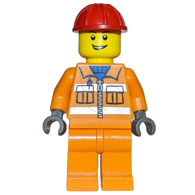 fig-001454 – Worker - Orange Torso, Orange Legs, Red Helmet