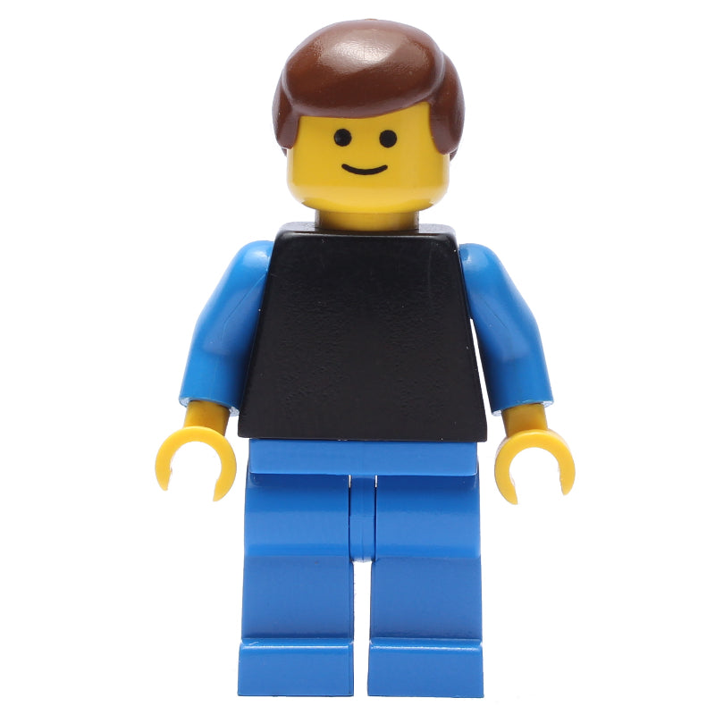 fig-001482 – Man, Black Torso with Blue Arms, Blue Legs, Brown Hair