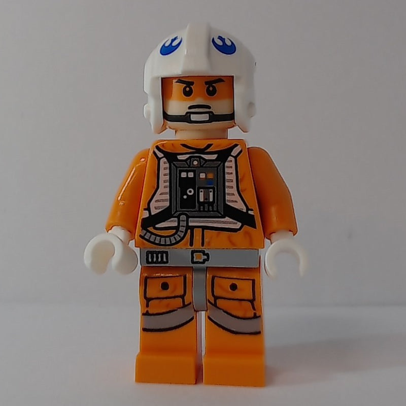 fig-001519 – Rebel Pilot Snowspeeder, Orange Flight Suit, White Helmet, Orange Visor