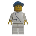 fig-001545 – Man, White Jacket with Zipper, White Legs, Blue Cap
