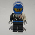 fig-001548 – Racer, Black and White Jumpsuit, Blue Helmet with Visor, Scar