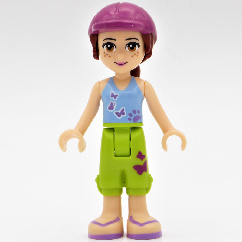 fig-001569 – Mia - Medium Azure Top, Lime Trousers, Magenta Cap