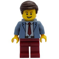 fig-001597 – Man, Sand Blue Jacket, Dark Red Tie and Legs