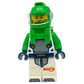 fig-001606 – Astronaut, White Spacesuit, Bright Green Backpack and Helmet, Goatee