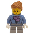 fig-001653 – Girl, Medium Blue Jacket with Medium Lavender Scarf, Short Light Bluish Gray Legs