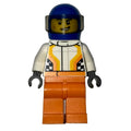 fig-001663 – Racer, White and Orange Jumpsuit, Blue Helmet with Visor