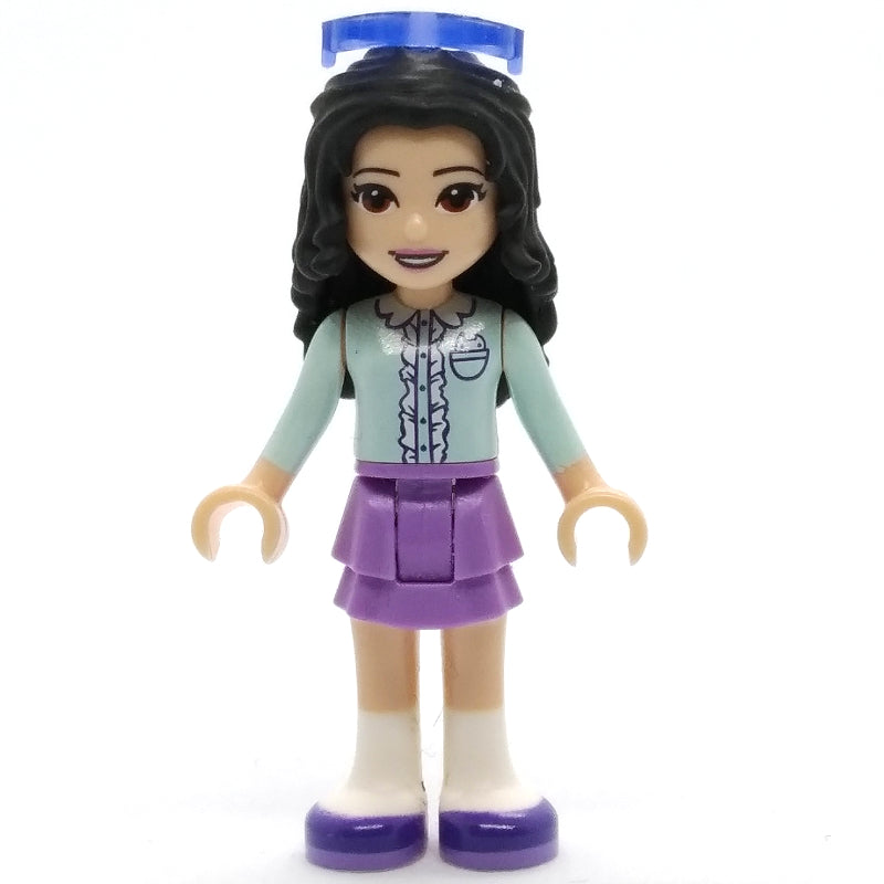 fig-001670 – Emma - Light Aqua Top, Medium Lavender Skirt, Glasses