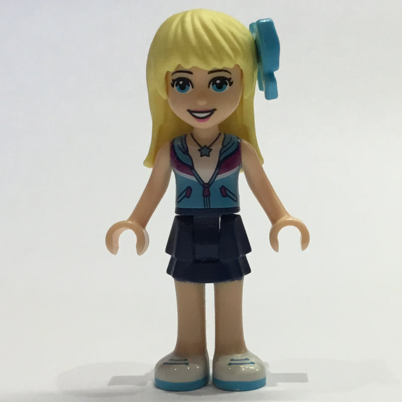 fig-001673 – Stephanie - Azure Shirt, Dark Blue Skirt, Bow Tie