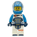 fig-001757 – Astronaut, White and Dark Blue Spacesuit, Dark Azure Backpack and Helmet, Earpiece