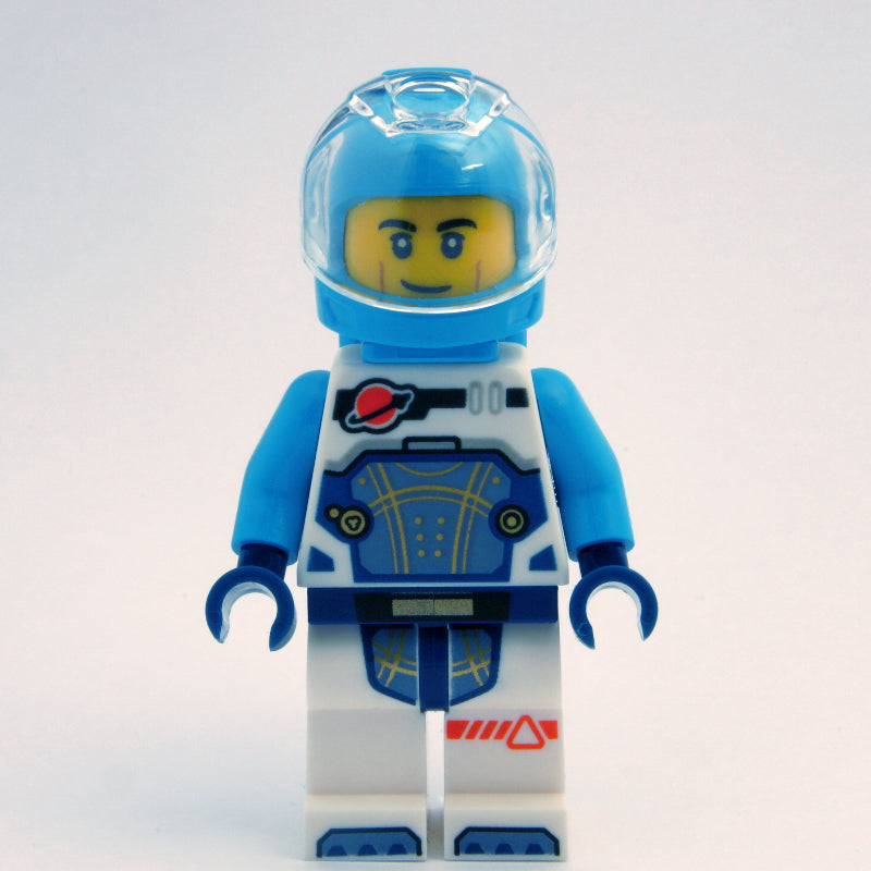 fig-001806 – Astronaut, White and Dark Azure Spacesuit, Dark Azure Backpack and Helmet
