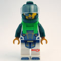 fig-001877 – Astronaut, White Spacesuit, Bright Green Backpack, Dark Green Helmet, Eyepiece
