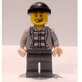fig-001883 – Criminal, Open Light Bluish Gray Jacket over Prison Shirt, Light Bluish Gray Legs, Black Hat, Missing Tooth