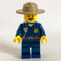 fig-001890 – Mountain Police Chief, Dark Blue Shirt with Radio and Badge, Campaign Hat, Moustache