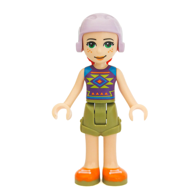 fig-001917 – Mia - Dark Purple Top, Olive Green Skirt, Lavender Helmet