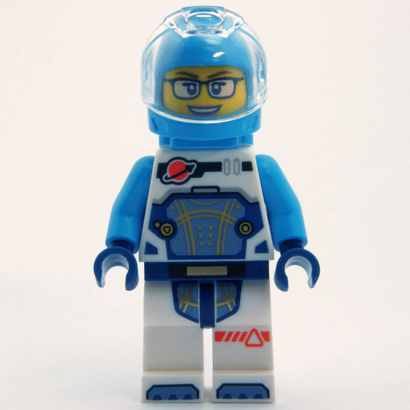 fig-001921 – Astronaut, White and Dark Azure Spacesuit, Dark Azure Backpack and Helmet, Glasses