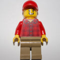 fig-001951 – Man, Red Flannel Shirt, Dark Tan Legs, Red Cap