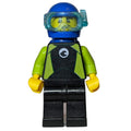 fig-002061 – Diver, Man, Black and Lime Wetsuit, Blue Helmet and Mask