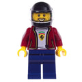 fig-002108 – Race Driver, Dark Red Torso, Dark Blue Legs, Black Helmet