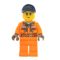 fig-002117 – Construction Worker, Safety Jacket over Hoodie with Belt, Orange Legs, Dark Blue Cap