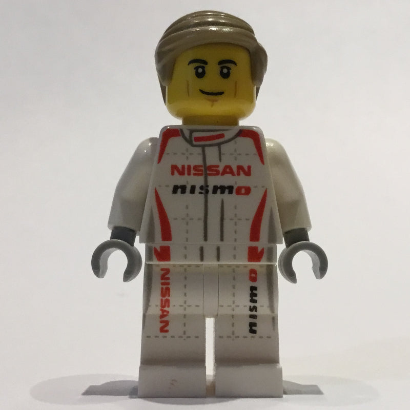 fig-002122 – Race Driver, White Torso, White Legs, Red Helmet, Nissan