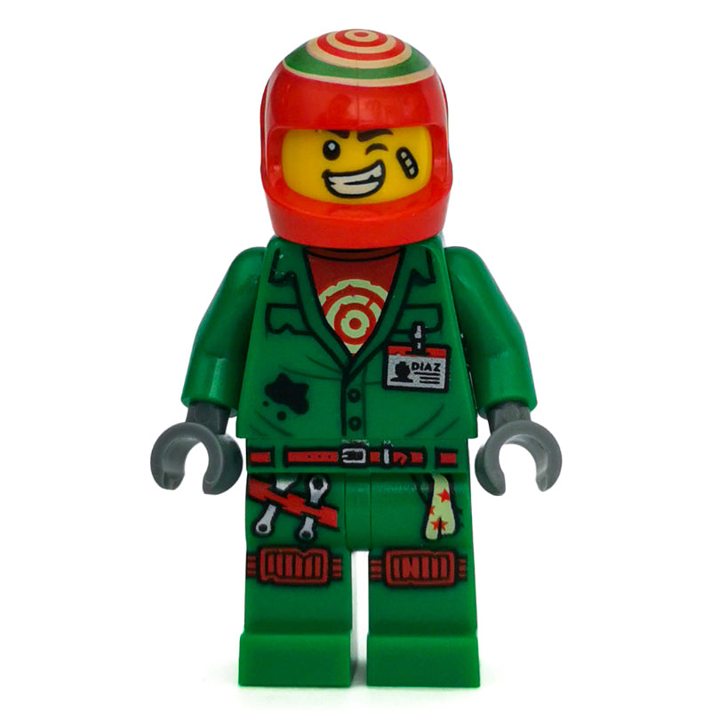 fig-002138 – Douglas Elton / El Fuego, Green Outfit with Red Helmet