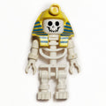 fig-002235 – Skeleton, Standard Face, Mummy Headdress, Blue and Gold Stripes