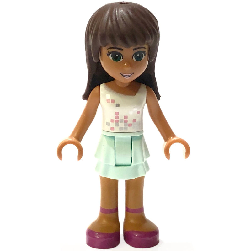 fig-002328 – Sarah - White Top, Bright Light Blue Skirt