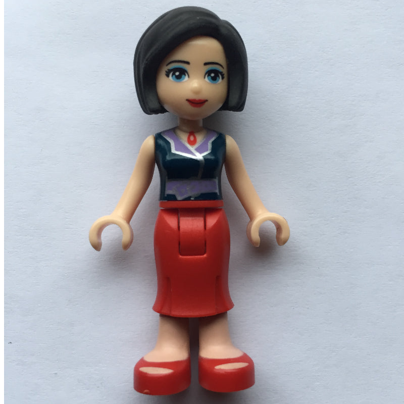 fig-002337 – Anna - Dark Blue Vest, Red Dress