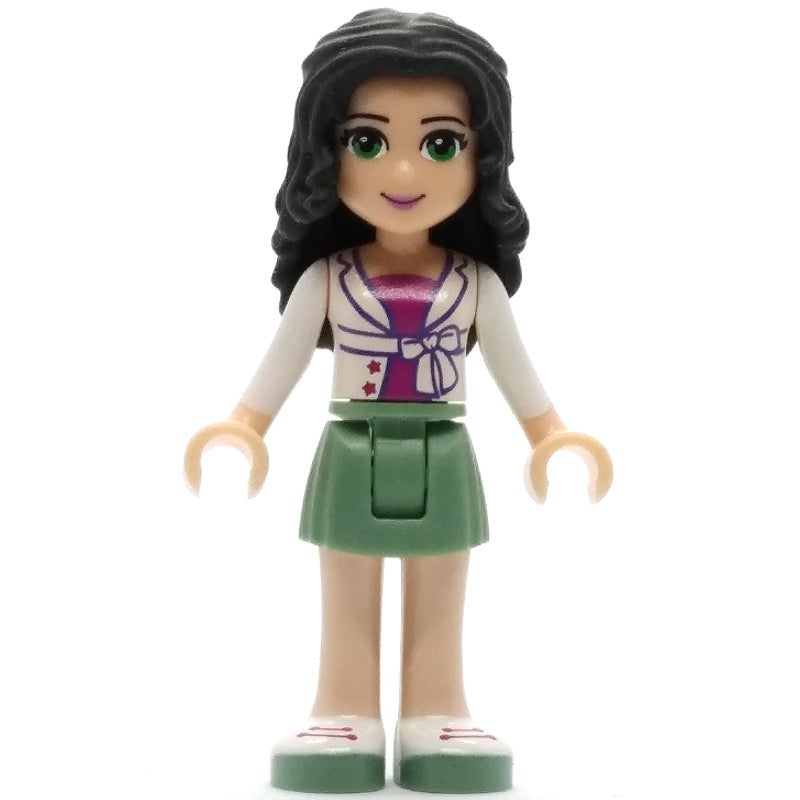 fig-002359 – Emma - White Shirt, Sand Green Skirt